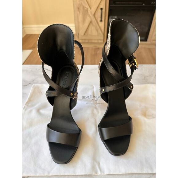 NEW Balmain Acadia Python Heel Sandal size 37 - Picture 6 of 11